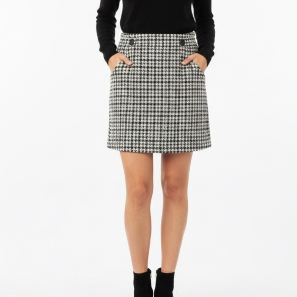 Ann Taylor Women's Wool Blend Houndstooth Preppy Career Pocket Pencil Skirt Sz 4